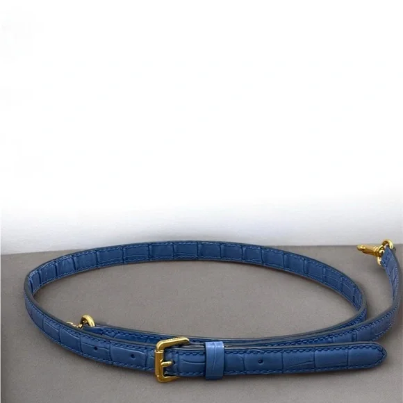Brand New Ralph Lauren Blue Crocodile Embossed Women's Crossbody Bag - Picture 7 of 13
